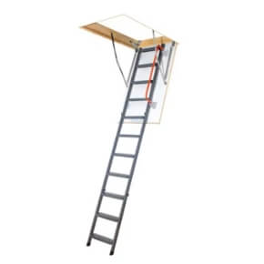 Loft hatch with a metal ladder